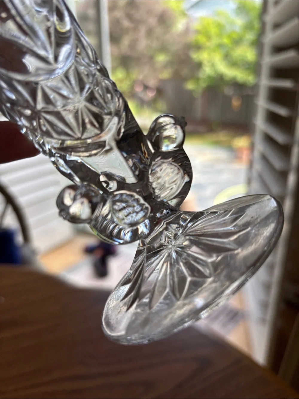 Vintage Crystal Bud Vase with Bird Motif
